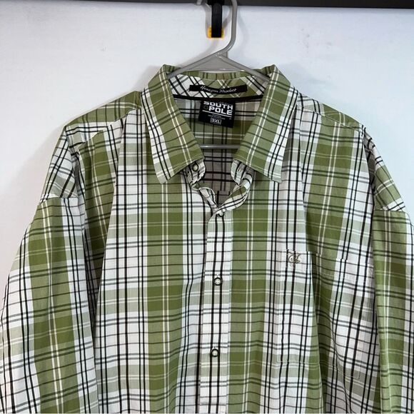 Southpole Men's Button Up Green Plaid Relaxed Fit Shirt 0627 - Picture 2 of 10